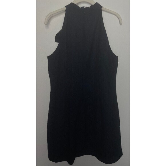 Vince Camuto Sz 14 Tie-Neck Lace Sheath Dress Navy Blue Sleeveless Zip Cocktail - Picture 13 of 16